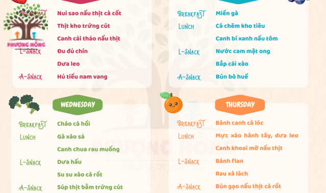 Thực Đơn Tuần 01 - Tháng 04 Năm 2024