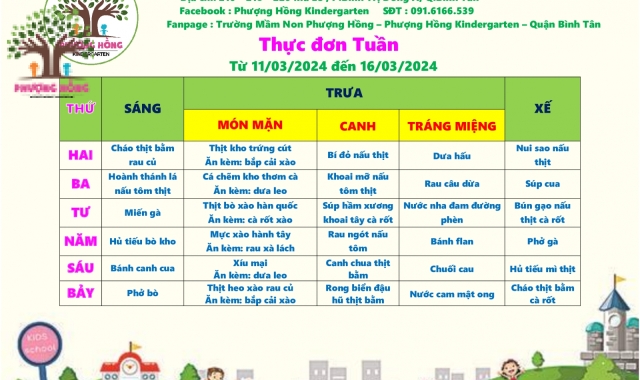 Thực Đơn Tuần 02 - Tháng 03 Năm 2024